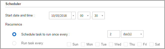 GravityZone policy: on demand scan task scheduler settings